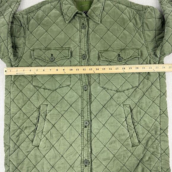 Blank NYC Happy Camper Long Quilted Jacket Women's Green Shacket Large - Picture 13 of 16